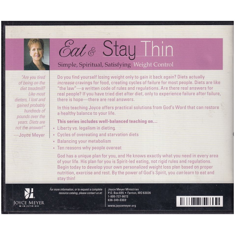 Eat and Stay Thin - Simple, Spiritual, Satisfying Weight Control by Joyce Meyer Audiobook